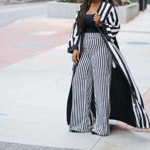 Who What Wear Black and White Stripe Wide Leg Pants Size XL